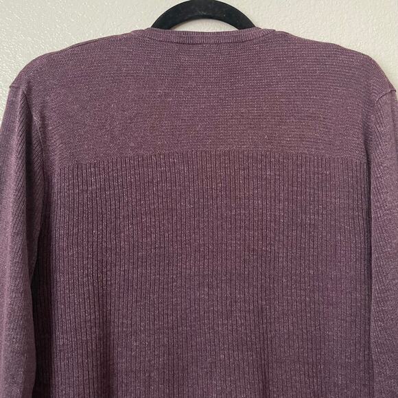 John Varvatos Sweater Mens Large Purple Linen Cotton Knit Pullover Grunge Preppy - Picture 8 of 11